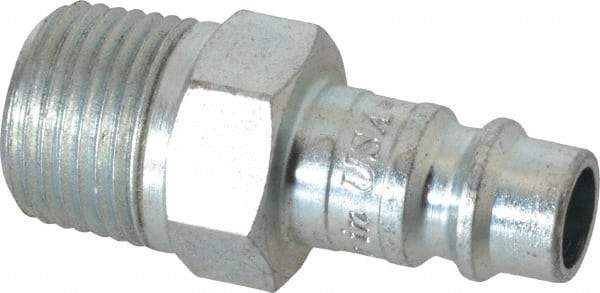 Coilhose Pneumatics - 3/8 Male NPT European High Flow Pneumatic Hose Connector - Plated Steel, 1/4" Body Diam - Americas Industrial Supply