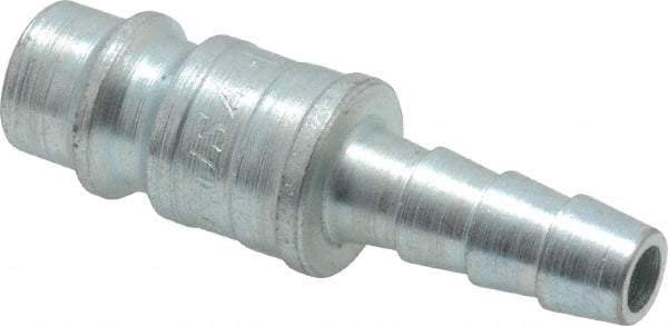 Coilhose Pneumatics - Hose Barb European High Flow Pneumatic Hose Connector - Plated Steel, 1/4" Body Diam, 1/4" Hose ID - Americas Industrial Supply