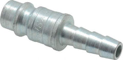 Coilhose Pneumatics - Hose Barb European High Flow Pneumatic Hose Connector - Plated Steel, 1/4" Body Diam, 1/4" Hose ID - Americas Industrial Supply