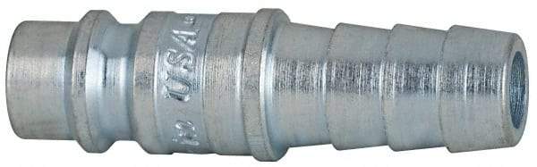 Coilhose Pneumatics - Hose Barb European High Flow Pneumatic Hose Connector - Plated Steel, 1/4" Body Diam, 3/8" Hose ID - Americas Industrial Supply