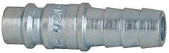 Coilhose Pneumatics - Hose Barb European High Flow Pneumatic Hose Connector - Plated Steel, 1/4" Body Diam, 3/8" Hose ID - Americas Industrial Supply