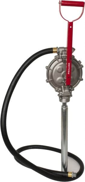 PRO-LUBE - 5 Strokes per Gal, 1/2" Outlet, Aluminum & Stainless Steel Hand Operated Transfer Pump - 42" OAL, For 15 to 55 Gal Drums, For Gasoline & Diesel Fuel - Americas Industrial Supply