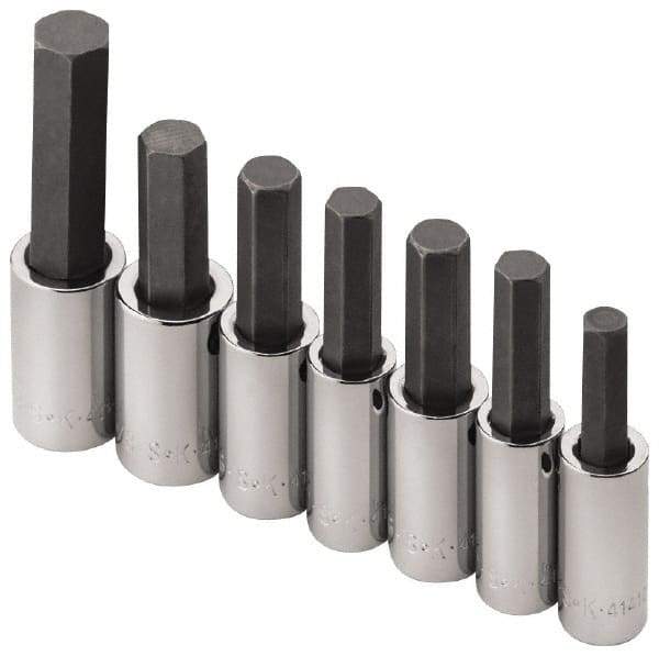 SK - 7 Piece 1/2" Drive Inch Hex Bit Socket Set - 5/16 to 3/4" Hex - Americas Industrial Supply