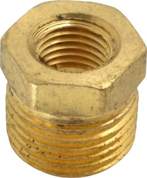 Cerro - 1/2 Male Thread x 1/4 Female Thread, Brass Industrial Pipe Hex Bushing - MNPTF x FNPTF, 1,200 psi - Americas Industrial Supply
