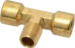 Cerro - 1/4 Male Thread x 1/4 Female Thread, Brass Industrial Pipe Male Branch Tee - MNPTF x FNPTF, 1,200 psi - Americas Industrial Supply