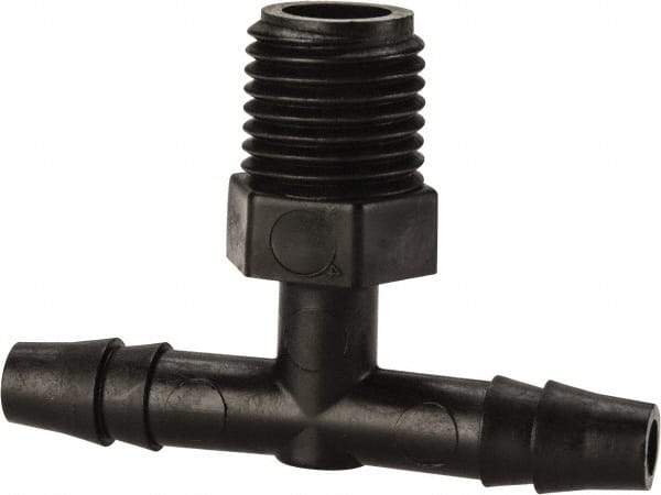NewAge Industries - 1/4" Barb, 1/4 NPT, Multiple Barbed Tube Tee - Polyethylene, Male - Americas Industrial Supply