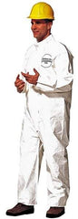 Dupont - Size 2XL Saranex Chemical Resistant Coveralls - White, Zipper Closure, Open Cuffs, Open Ankles, Bound Seams - Americas Industrial Supply
