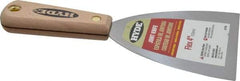 Hyde Tools - 4" Wide Steel Putty Knife - Flexible, Hardwood Handle, 7-3/4" OAL - Americas Industrial Supply