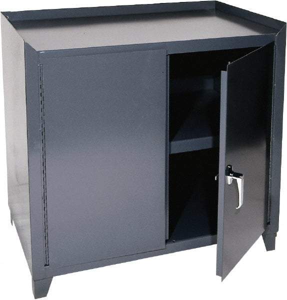 Durham - 1 Shelf Locking Storage Cabinet - Steel, 36" Wide x 24" Deep x 34-1/2" High, Gray - Americas Industrial Supply