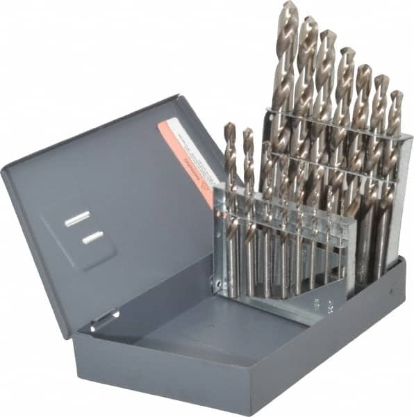 Hertel - 1/16 to 1/2", 118° Point, Bright Finish, High Speed Steel Jobber Length Drill Bit Set - Americas Industrial Supply