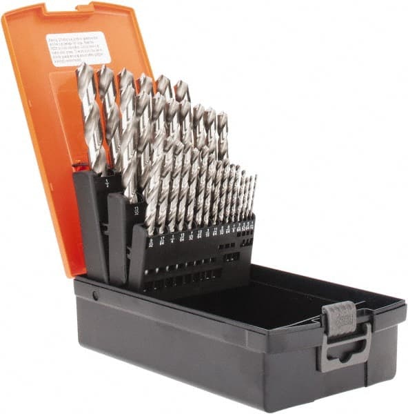 Hertel - 1/16 to 1/2", 118° Point, Bright Finish, High Speed Steel Jobber Length Drill Bit Set - Americas Industrial Supply