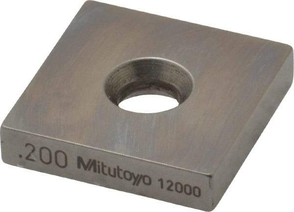 Mitutoyo - 0.2" Square Steel Gage Block - Accuracy Grade 0, Includes Certificate of Inspection - Americas Industrial Supply