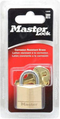 Master Lock - 5/8" Shackle Clearance, Keyed Different Solid Brasss Padlock - 3/16" Shackle Diam, Solid Brass - Americas Industrial Supply