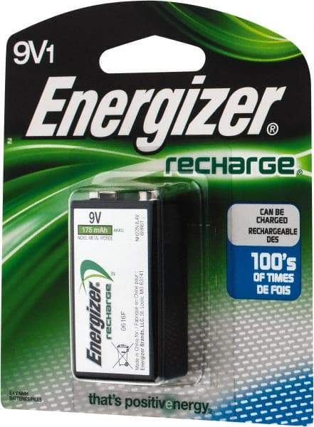 Energizer - Size 9V, NiMH, Standard Battery - 9 Volts, Miniature Snap Terminal - Americas Industrial Supply