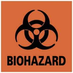 NMC - Hazardous Materials Label - Legend: BIOHAZARD, English, Black & Orange, 4" Long x 4" High, Sign Muscle Finish - Americas Industrial Supply