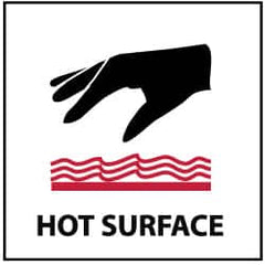 NMC - "Hot Surface", 7" Long x 7" Wide, Rigid Plastic Safety Sign - Square, 0.05" Thick, Use for Hazardous Materials - Americas Industrial Supply