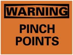 NMC - "Warning - Pinch Points", 7" Long x 10" Wide, Pressure-Sensitive Vinyl Safety Sign - Rectangle, 0.004" Thick, Use for Accident Prevention - Americas Industrial Supply