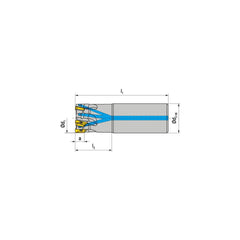 Indexable Square-Shoulder End Mill:  C211125R0807A100150EF,  1.2500'' Cut Dia,  0.2360'' Max Depth of Cut,  1.0000'' Shank Dia,  Cylindrical Shank Uses  8,  Normal Pressure,