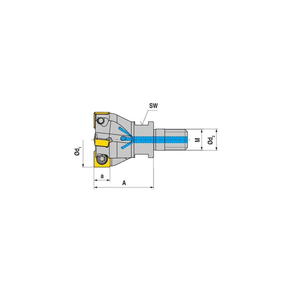 Indexable Square-Shoulder End Mill:  G490.40.R.04-12,  16.0000'' Shank Dia,  16.00 mm Modular Connection,  Modular Shank Uses  4,  Normal Pressure,  40.00 mm OAL