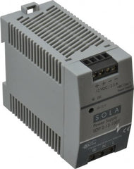 Sola/Hevi-Duty - 100 Watt, 3 to 2.5 Amp, 264 VAC, 375 VDC Input, 10 to 12 VDC Output, DIN Rail Power Supply - Screw Terminal Connection, 1 Output, 1.77 Inch Wide x 3.58 Inch Deep x 2.95 Inch High, Up to 80% Efficiency, 14 to 140°F, Green LED Display - Americas Industrial Supply