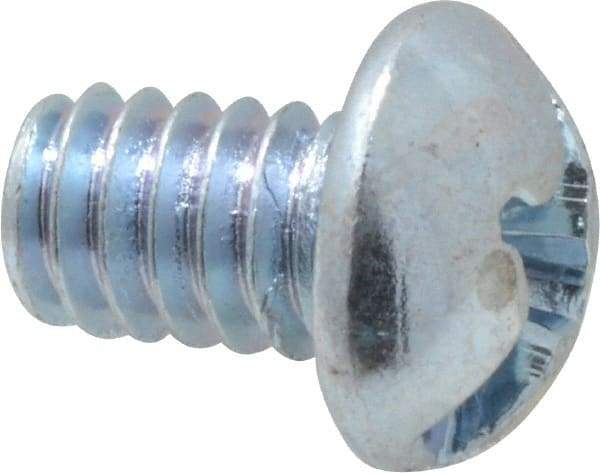 Value Collection - 1/4-20 UNC, 3/8" Length Under Head Slotted/Phillips Drive Machine Screw - Round Head, Grade J82 Steel, Zinc-Plated Finish, Without Washer - Americas Industrial Supply