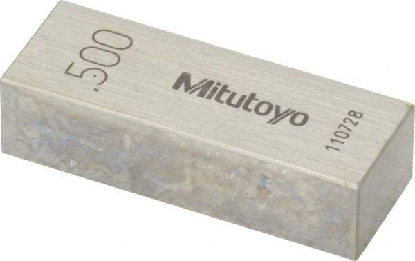 Mitutoyo - 0.5" Rectangular Steel Gage Block - Accuracy Grade AS-1, Includes Certificate of Inspection - Americas Industrial Supply