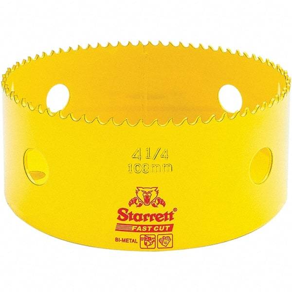 Starrett - 4-1/4" Diam, 1-5/8" Cutting Depth, Hole Saw - High Speed Steel Saw, Toothed Edge - Americas Industrial Supply