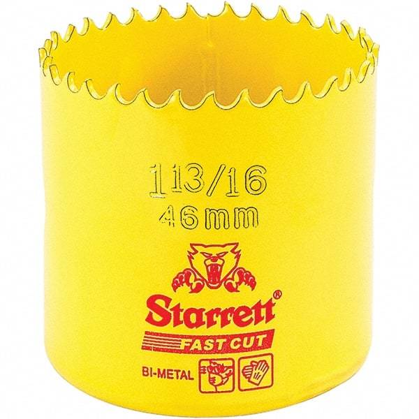 Starrett - 1-13/16" Diam, 1-5/8" Cutting Depth, Hole Saw - High Speed Steel Saw, Toothed Edge - Americas Industrial Supply