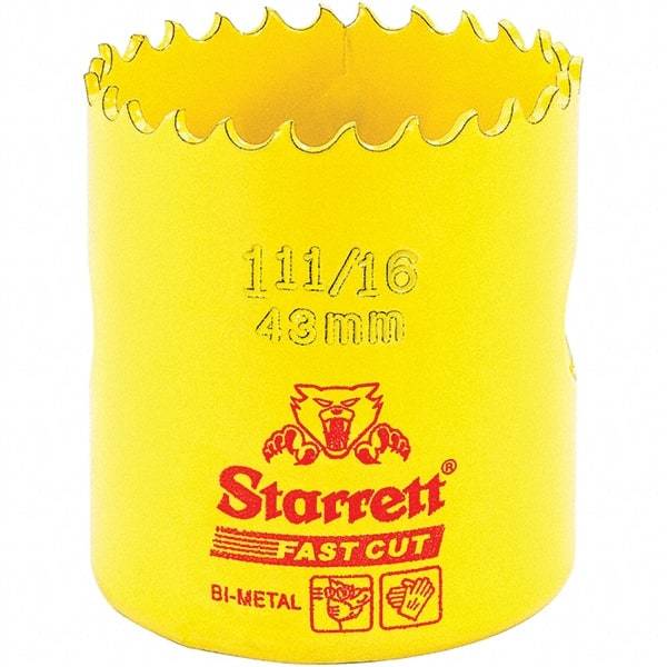 Starrett - 1-11/16" Diam, 1-5/8" Cutting Depth, Hole Saw - High Speed Steel Saw, Toothed Edge - Americas Industrial Supply