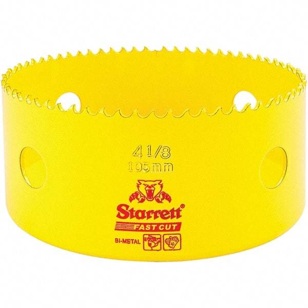 Starrett - 4-1/8" Diam, 1-5/8" Cutting Depth, Hole Saw - High Speed Steel Saw, Toothed Edge - Americas Industrial Supply