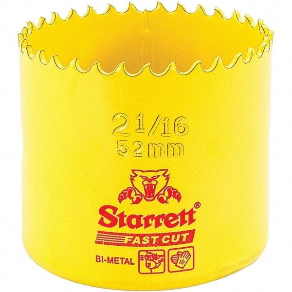 Starrett - 2-1/16" Diam, 1-5/8" Cutting Depth, Hole Saw - High Speed Steel Saw, Toothed Edge - Americas Industrial Supply