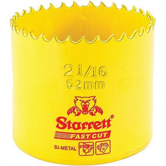 Starrett - 2-1/16" Diam, 1-5/8" Cutting Depth, Hole Saw - High Speed Steel Saw, Toothed Edge - Americas Industrial Supply