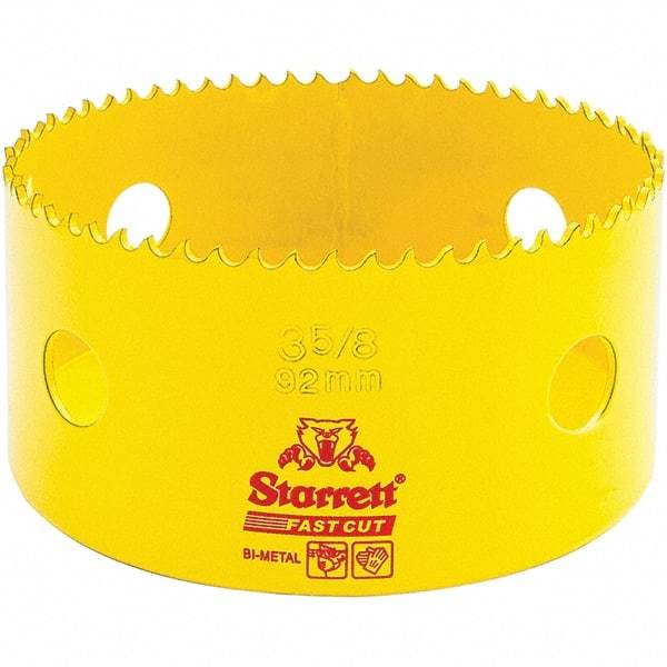 Starrett - 3-5/8" Diam, 1-5/8" Cutting Depth, Hole Saw - High Speed Steel Saw, Toothed Edge - Americas Industrial Supply