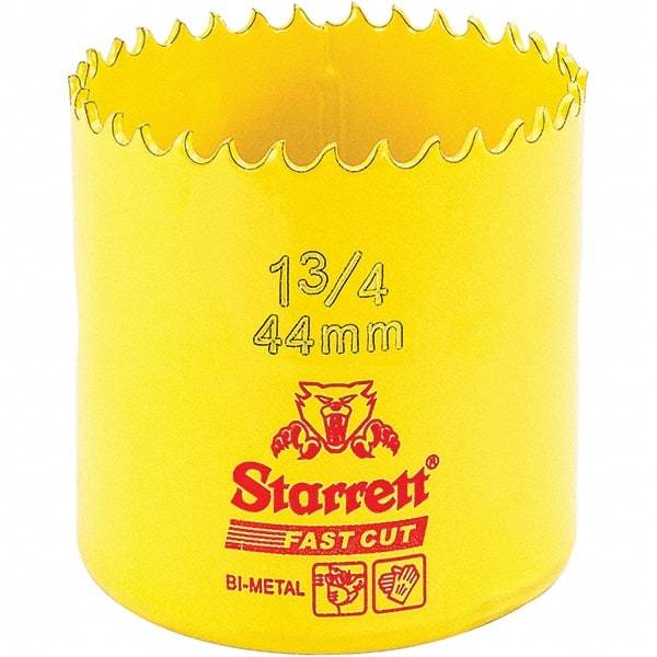 Starrett - 1-3/4" Diam, 1-5/8" Cutting Depth, Hole Saw - High Speed Steel Saw, Toothed Edge - Americas Industrial Supply