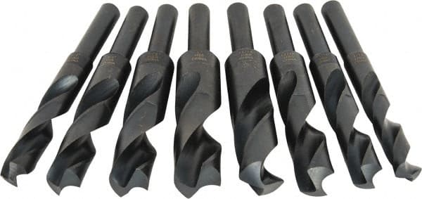 Interstate - 9/16 to 1", 118° Point, Oxide Finish, High Speed Steel Reduced Shank Drill Bit Set - Americas Industrial Supply