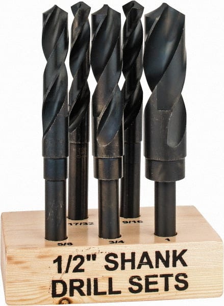 Interstate - 17/32 to 1", 118° Point, Oxide Finish, High Speed Steel Reduced Shank Drill Bit Set - Americas Industrial Supply