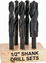 Interstate - 17/32 to 1", 118° Point, Oxide Finish, High Speed Steel Reduced Shank Drill Bit Set - Americas Industrial Supply