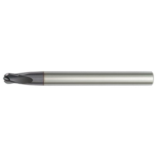 1/2″ Dia. × 5/8″ Shank × 1/2″ DOC × 5″ OAL, Carbide AlTiN, 4 Flute, CW|15° Helix, Round, Ballnose End Mill - Exact Industrial Supply