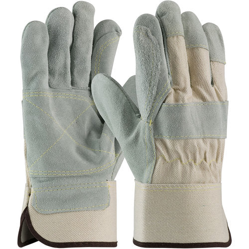 ‎80-8855/M Split Leather Palm - Platinum Series - Hvy Side - Dbl Palm Hvy Wht Canvas - Kevlar Stitch - SC - Exact Industrial Supply