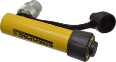 Enerpac - 5 Ton, 3" Stroke, 2.98 Cu In Oil Capacity, Portable Hydraulic Single Acting Cylinder - 0.99 Sq In Effective Area, 6.5" Lowered Ht., 9.5" Max Ht., 1.13" Cyl Bore Diam, 1" Plunger Rod Diam, 10,000 Max psi - Americas Industrial Supply