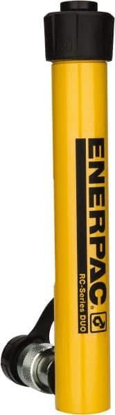 Enerpac - 5 Ton, 7" Stroke, 6.96 Cu In Oil Capacity, Portable Hydraulic Single Acting Cylinder - 0.99 Sq In Effective Area, 10.75" Lowered Ht., 17.75" Max Ht., 1.13" Cyl Bore Diam, 1" Plunger Rod Diam, 10,000 Max psi - Americas Industrial Supply