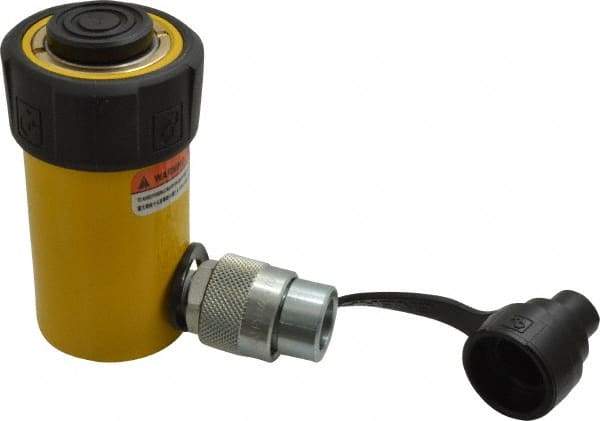 Enerpac - 10 Ton, 2.13" Stroke, 4.75 Cu In Oil Capacity, Portable Hydraulic Single Acting Cylinder - 2.24 Sq In Effective Area, 4.78" Lowered Ht., 6.91" Max Ht., 1.69" Cyl Bore Diam, 1.5" Plunger Rod Diam, 10,000 Max psi - Americas Industrial Supply