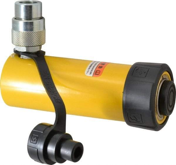 Enerpac - 10 Ton, 4.13" Stroke, 9.23 Cu In Oil Capacity, Portable Hydraulic Single Acting Cylinder - 2.24 Sq In Effective Area, 6.75" Lowered Ht., 10.88" Max Ht., 1.69" Cyl Bore Diam, 1.5" Plunger Rod Diam, 10,000 Max psi - Americas Industrial Supply