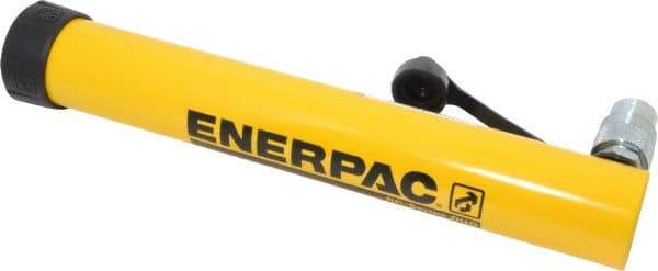 Enerpac - 10 Ton, 12" Stroke, 26.84 Cu In Oil Capacity, Portable Hydraulic Single Acting Cylinder - 2.24 Sq In Effective Area, 15.75" Lowered Ht., 27.75" Max Ht., 1.69" Cyl Bore Diam, 1.5" Plunger Rod Diam, 10,000 Max psi - Americas Industrial Supply