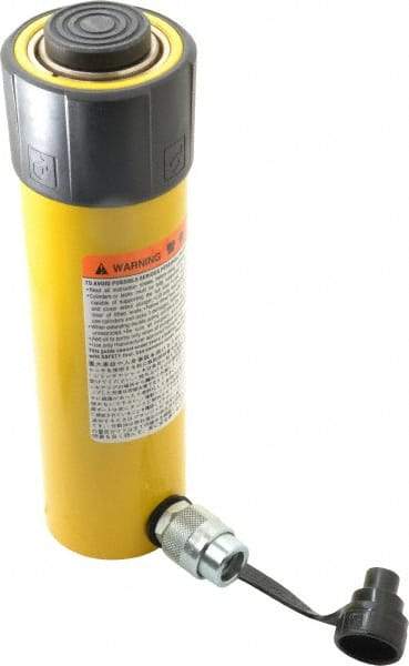 Enerpac - 25 Ton, 8.25" Stroke, 42.55 Cu In Oil Capacity, Portable Hydraulic Single Acting Cylinder - 5.16 Sq In Effective Area, 12.75" Lowered Ht., 21" Max Ht., 2.56" Cyl Bore Diam, 2.25" Plunger Rod Diam, 10,000 Max psi - Americas Industrial Supply