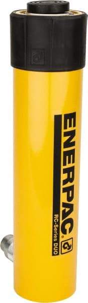 Enerpac - 25 Ton, 10.25" Stroke, 52.86 Cu In Oil Capacity, Portable Hydraulic Single Acting Cylinder - 5.16 Sq In Effective Area, 14.75" Lowered Ht., 25" Max Ht., 2.56" Cyl Bore Diam, 2.25" Plunger Rod Diam, 10,000 Max psi - Americas Industrial Supply