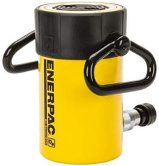 Enerpac - 50 Ton, 4" Stroke, 44.18 Cu In Oil Capacity, Portable Hydraulic Single Acting Cylinder - 11.04 Sq In Effective Area, 8.94" Lowered Ht., 12.94" Max Ht., 3.75" Cyl Bore Diam, 3.125" Plunger Rod Diam, 10,000 Max psi - Americas Industrial Supply