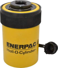 Enerpac - 20 Ton, 2" Stroke, 9.46 Cu In Oil Capacity, Portable Hydraulic Hollow Hole Cylinder - 4.73 Sq In Effective Area, 6.38" Lowered Ht., 8.38" Max Ht., 2.88" Cyl Bore Diam, 2.13" Plunger Rod Diam, 10,000 Max psi - Americas Industrial Supply