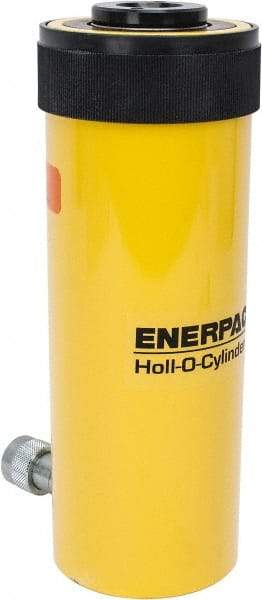 Enerpac - 30 Ton, 6.13" Stroke, 44.23 Cu In Oil Capacity, Portable Hydraulic Hollow Hole Cylinder - 7.22 Sq In Effective Area, 13" Lowered Ht., 19.13" Max Ht., 3.5" Cyl Bore Diam, 2.5" Plunger Rod Diam, 10,000 Max psi - Americas Industrial Supply