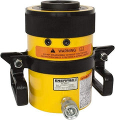 Enerpac - 60 Ton, 3" Stroke, 38.2 Cu In Oil Capacity, Portable Hydraulic Hollow Hole Cylinder - 12.73 Sq In Effective Area, 9.75" Lowered Ht., 12.75" Max Ht., 4.88" Cyl Bore Diam, 3.63" Plunger Rod Diam, 10,000 Max psi - Americas Industrial Supply